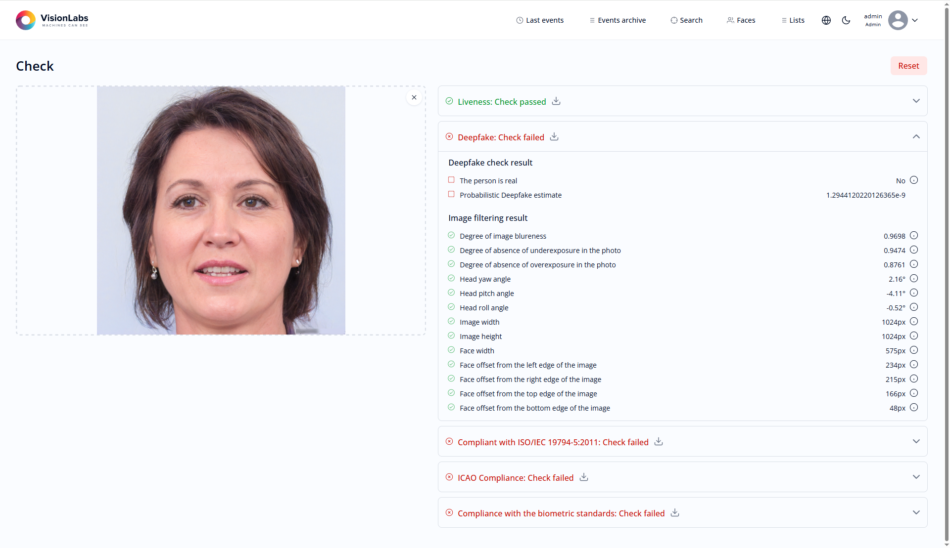 Results of a photo checking