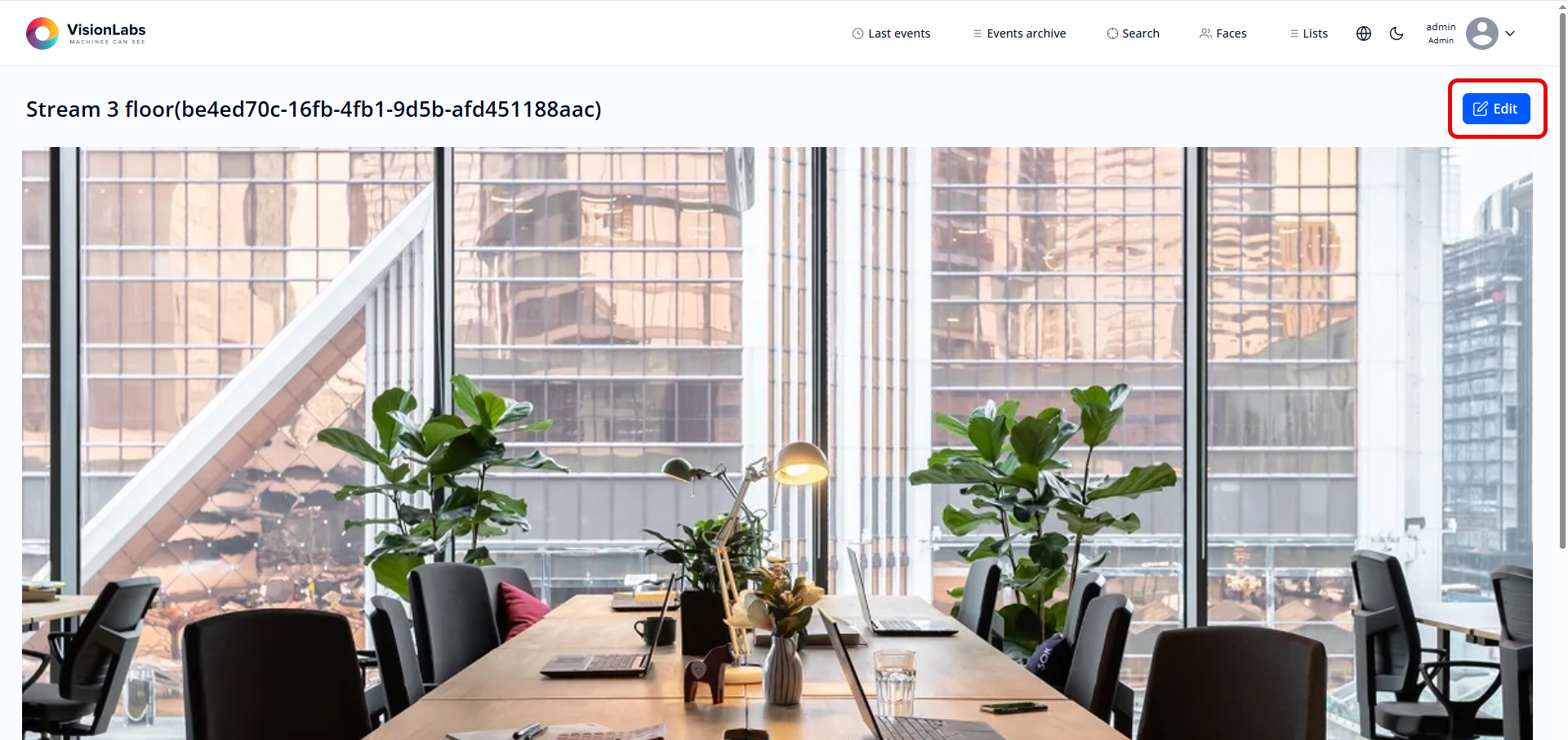 Figure 58. Go to stream editing from the video stream viewing page