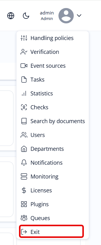 Figure 5. Log out of administrator account