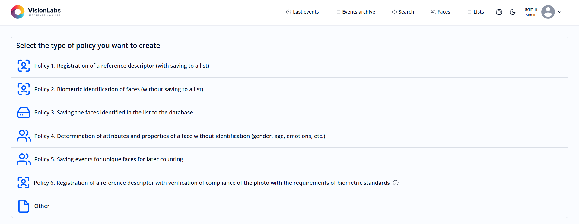 Figure 33. Selecting the template of static policy