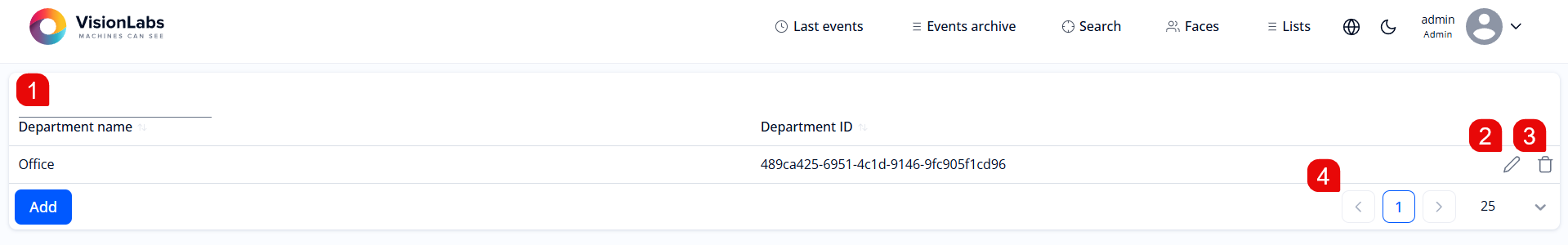 Figure 107. “Departments” section