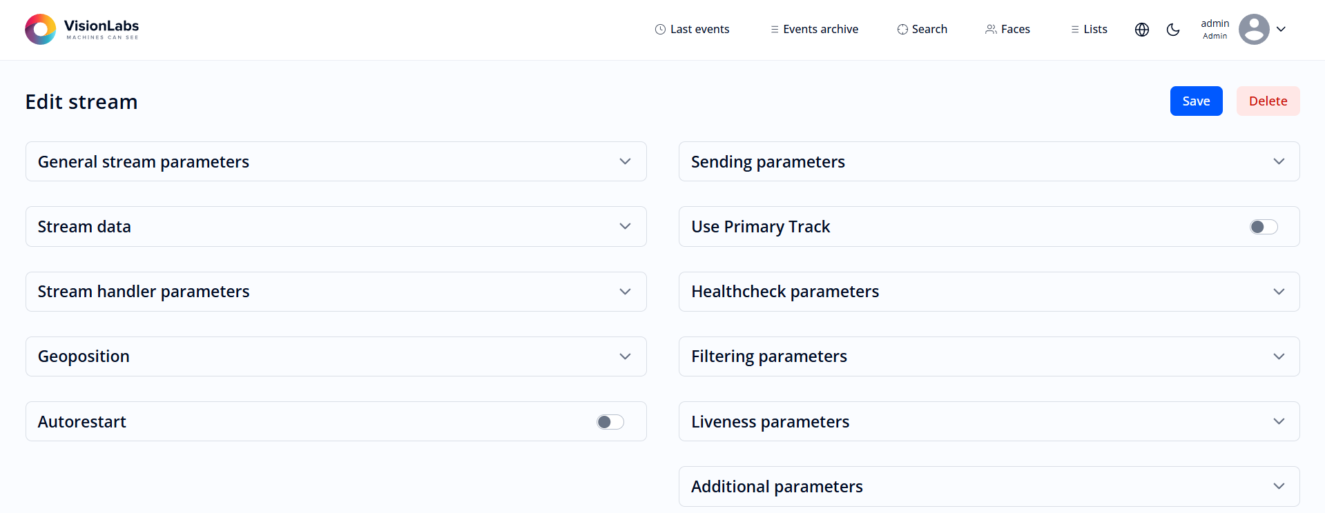 Figure 56. “Create stream” form