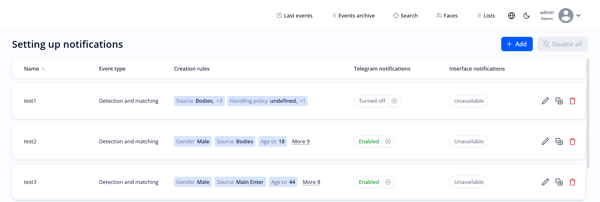 “Notifications” section