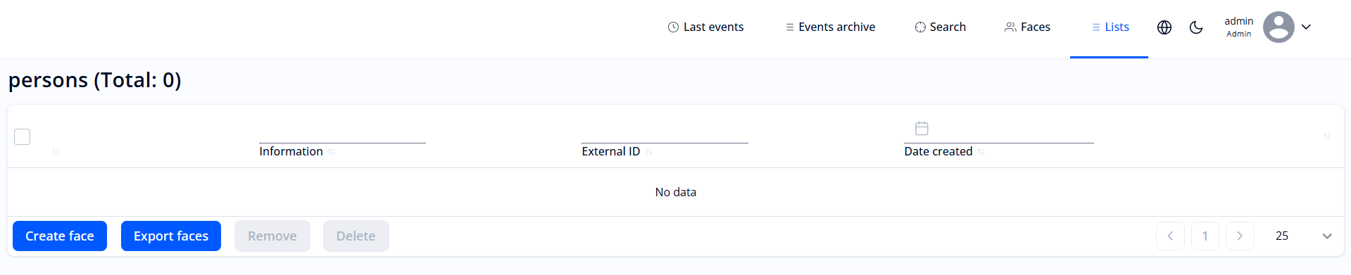 Empty form for editing the list