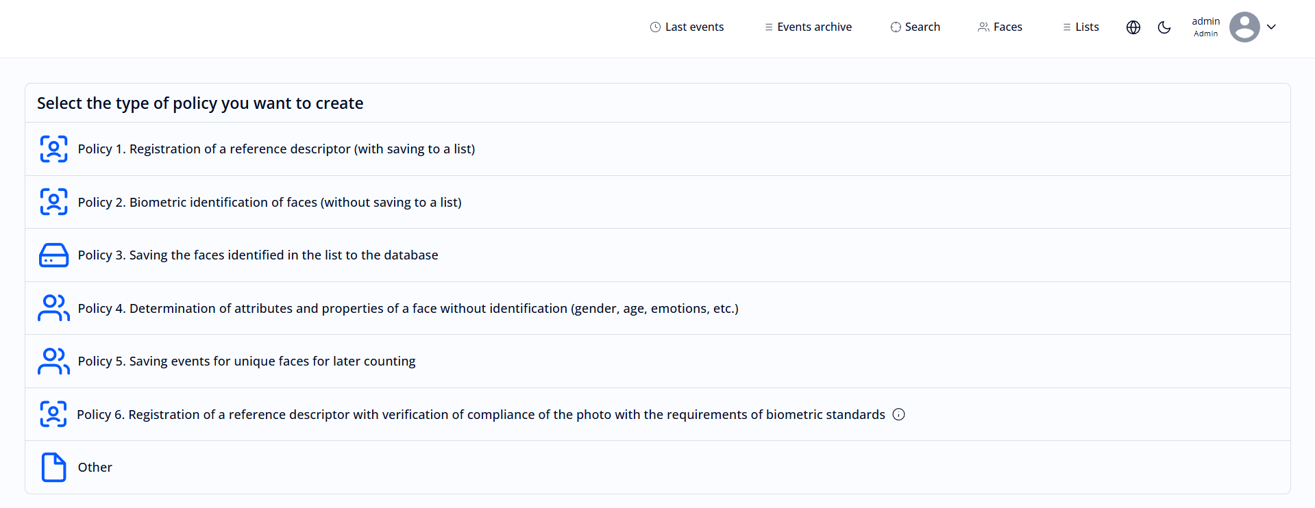 Selecting the template of static policy