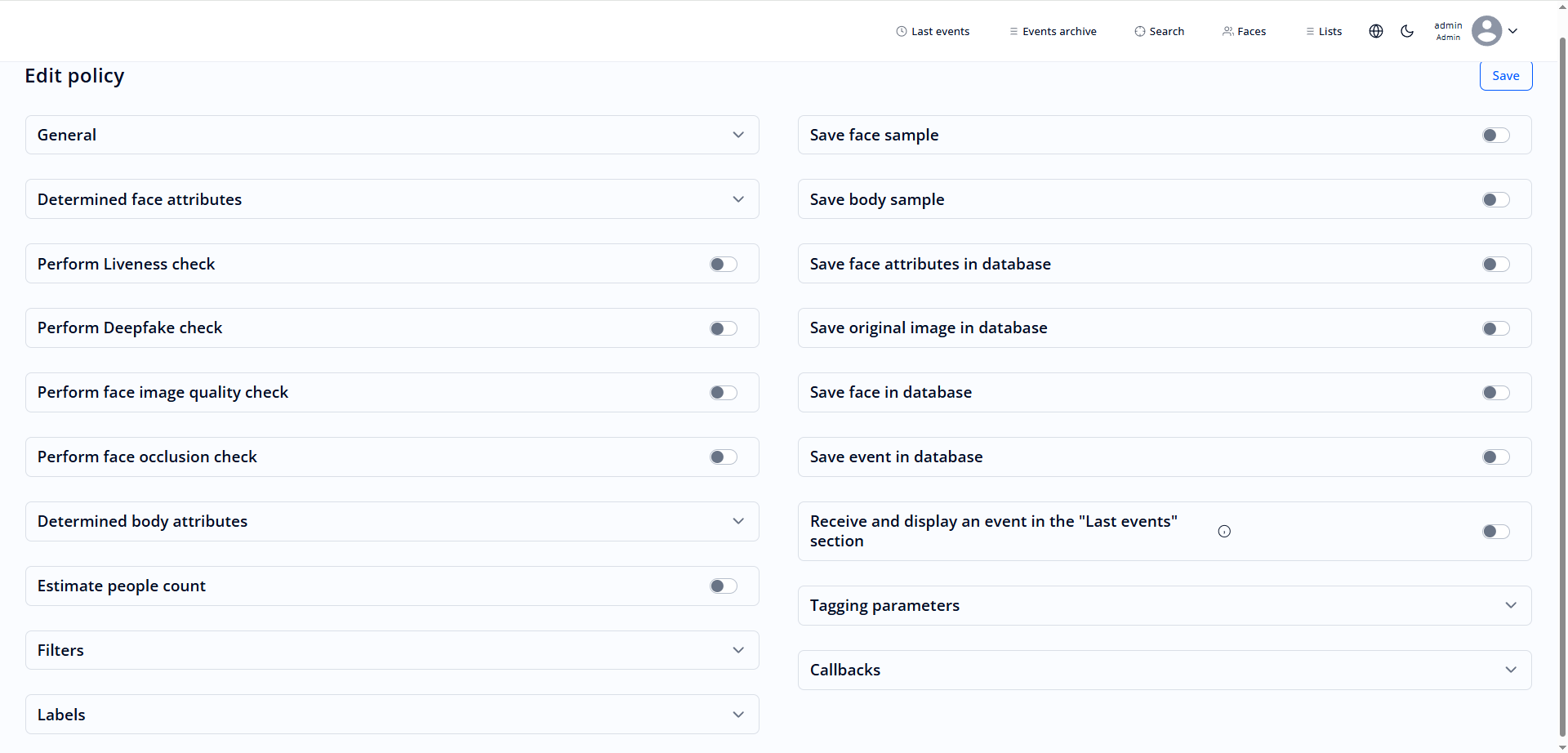 Static policy editing form