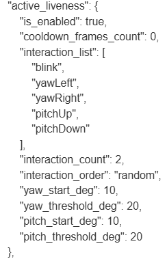ActiveLiveness parameters