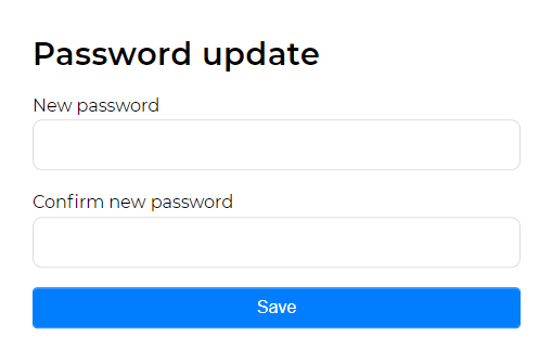 Window for changing account password