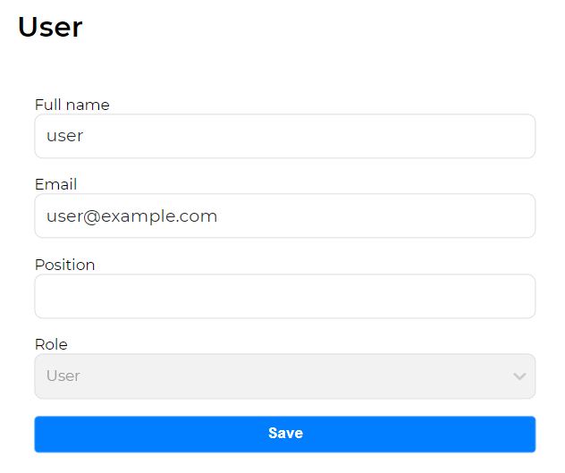 Form for editing user data