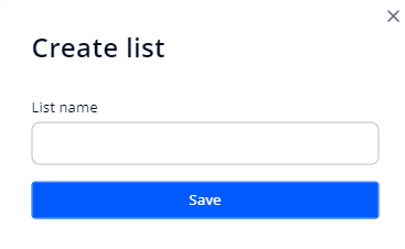 Form for creating a list