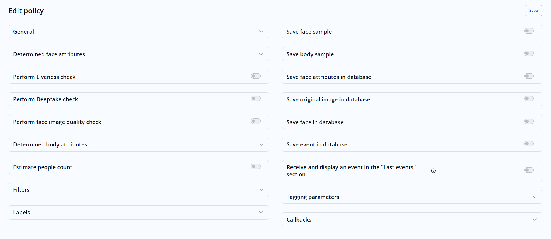  Static policy editing form