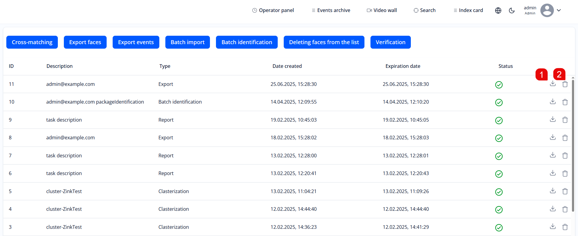 “Task log” section