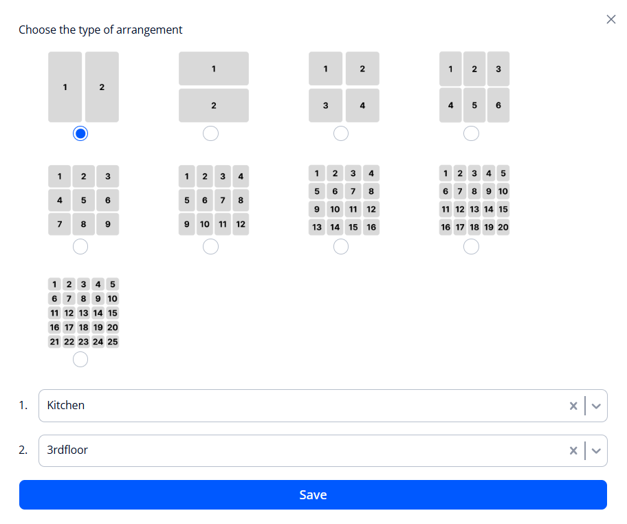 Video wall settings window
