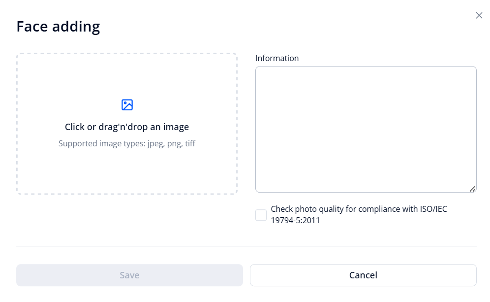 Form for adding a face