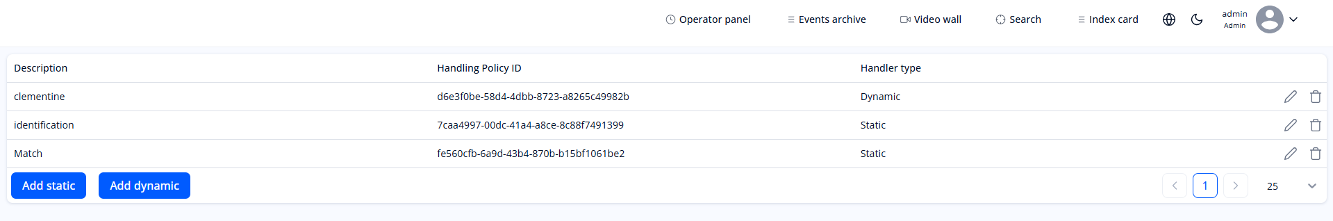 “Handling policies” section