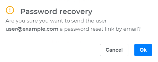 Window for recovering account password