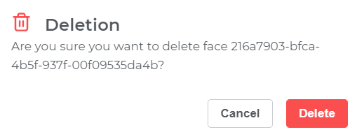 Confirmation of removing a face from the list