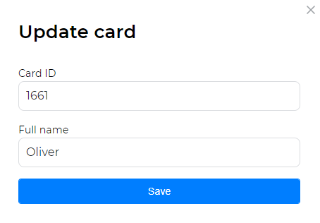 Person card editing window