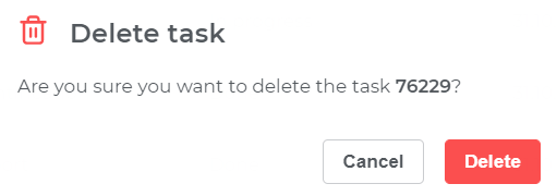 Confirmation of deletion of the task