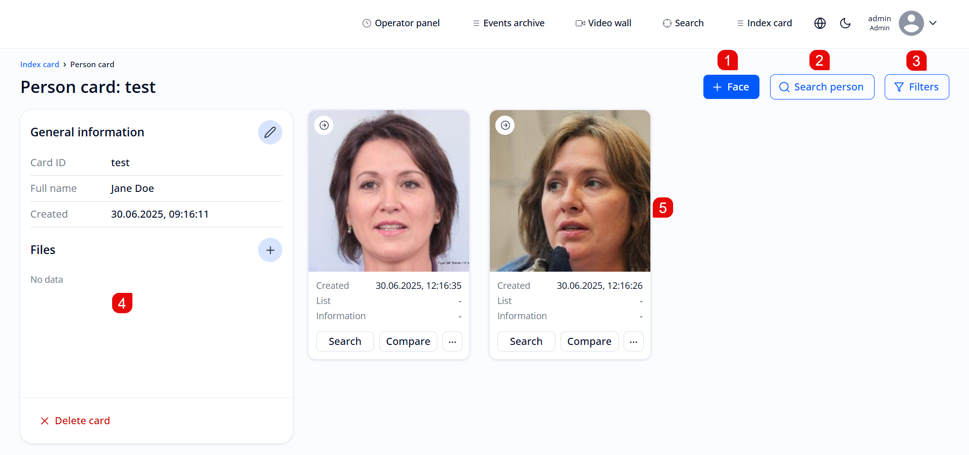 Person card page