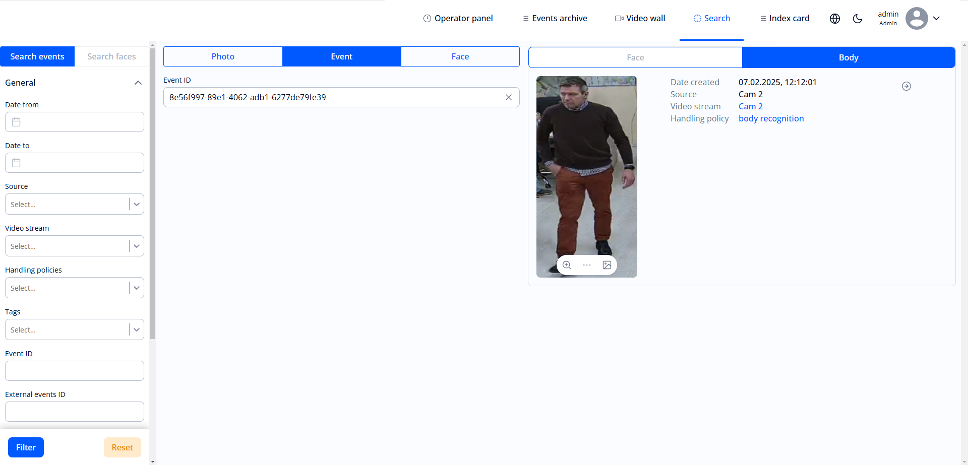 Search by event ID