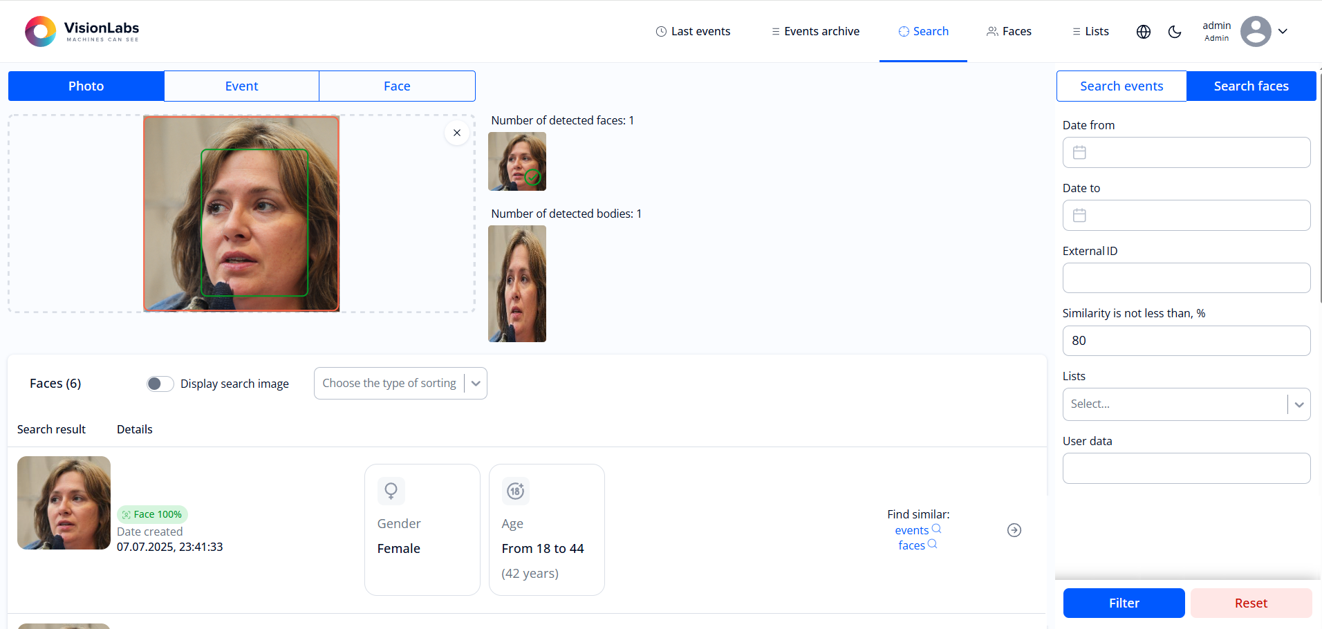 Photo image with multiple faces