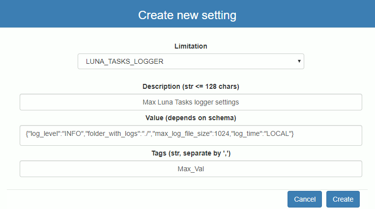 Duplicate setting window