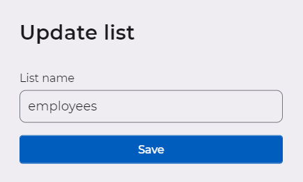 Form for editing the list name