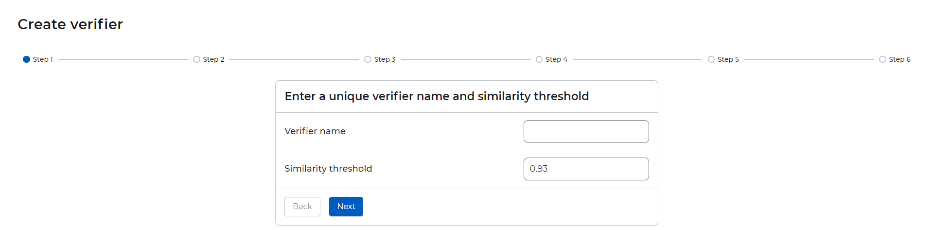 “Create verifier” form