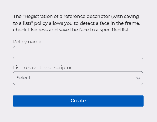 Form for entering basic parameters and creating a preconfigured static policy (policy 1)