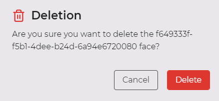 Confirmation of removing a face from the list